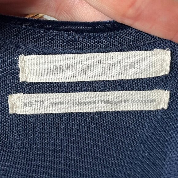 Urban Outfitters Women's Goldmine Velvet Romper XS Navy Blue Surplice Faux Wrap - Picture 7 of 9